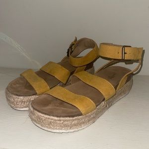 Mustard yellow wedges. W8. Worn once.